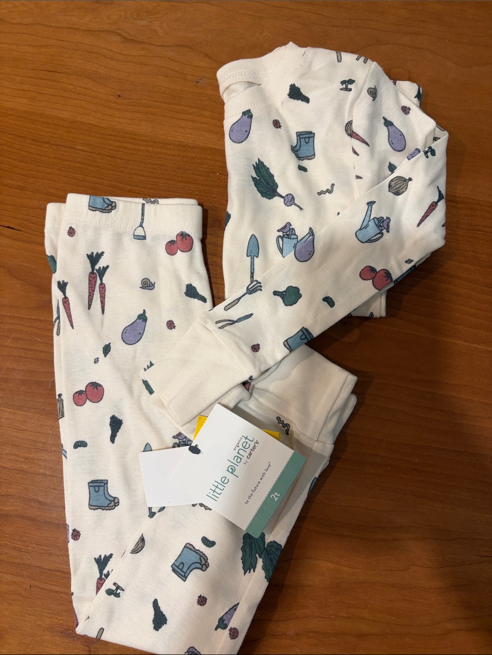 Little Planet Cream Vegetable Print Kids Pajama Set